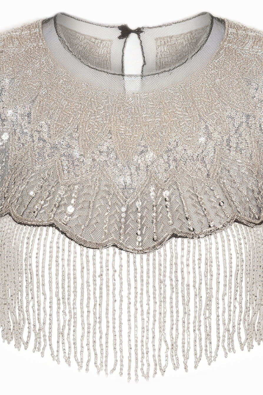 Sequin Beaded Fringe Capelet