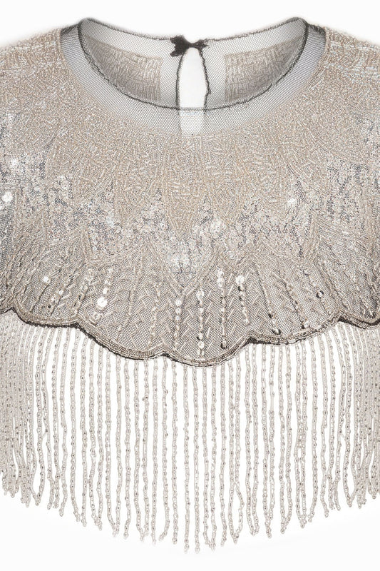 Sequin Beaded Fringe Capelet