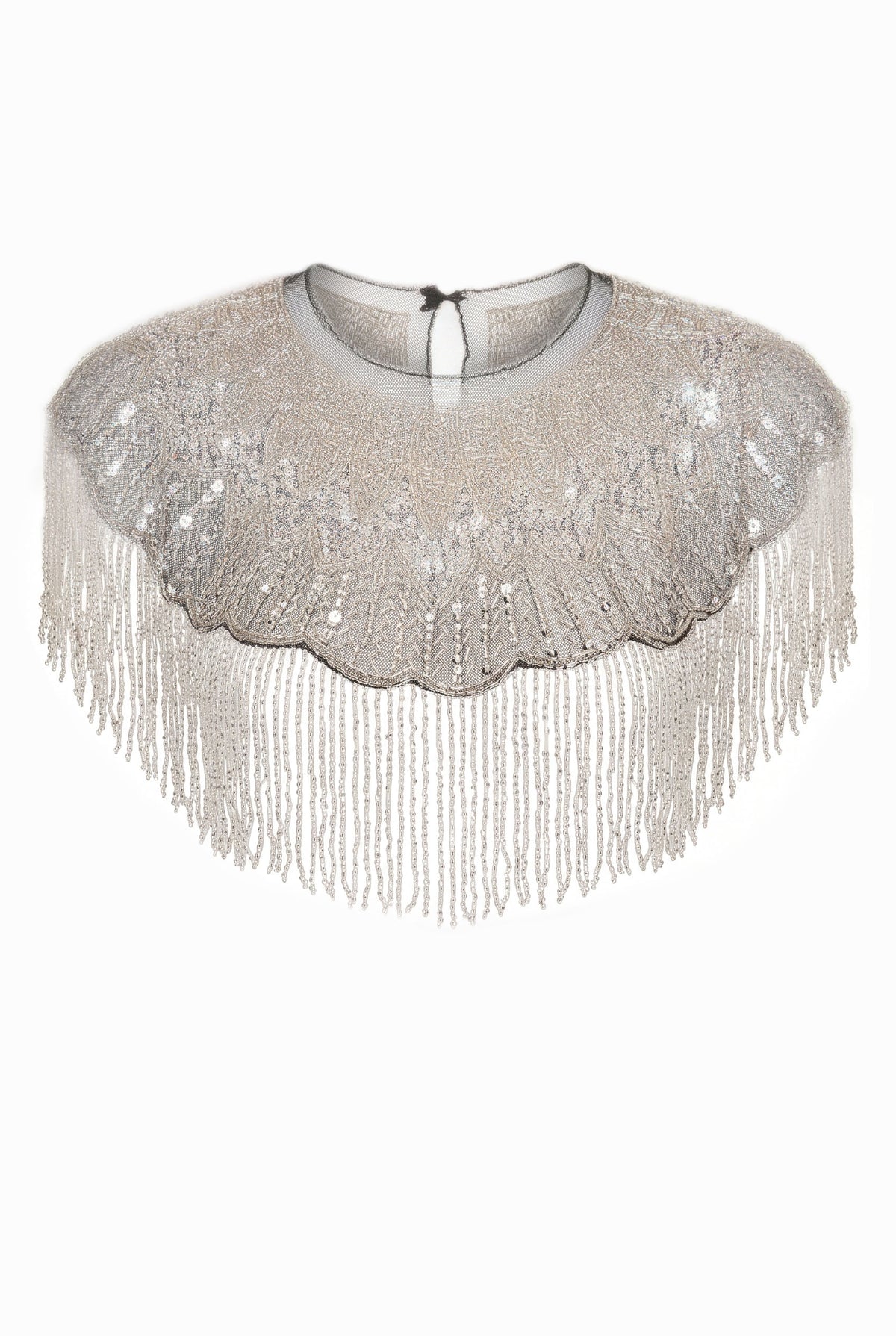 Sequin Beaded Fringe Capelet