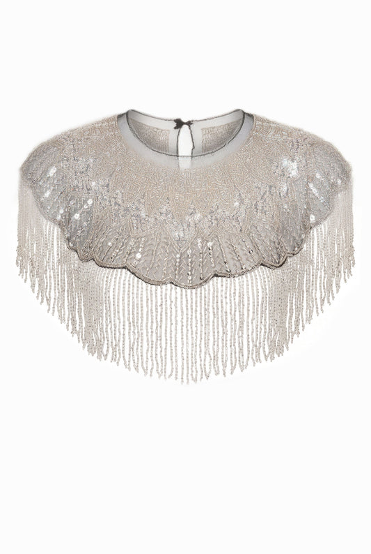 Sequin Beaded Fringe Capelet