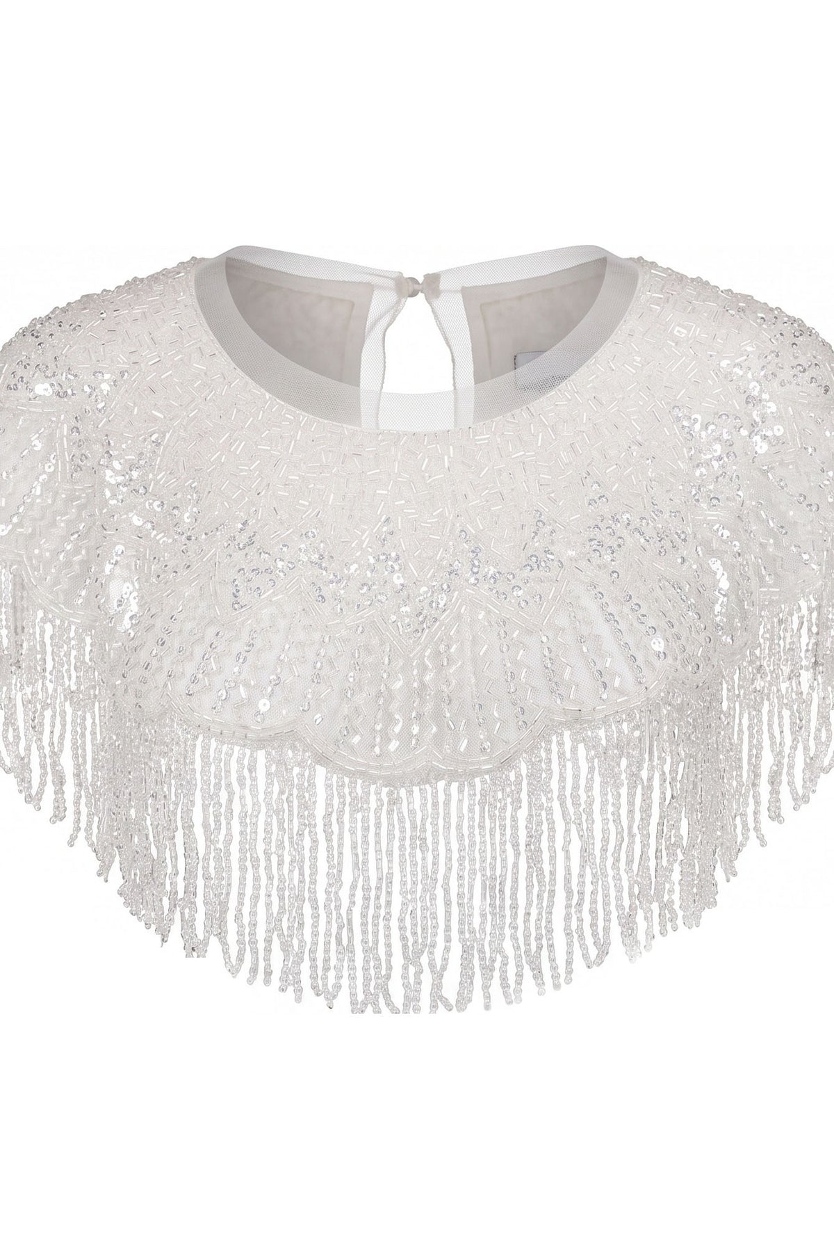 Sequin Beaded Fringe Capelet