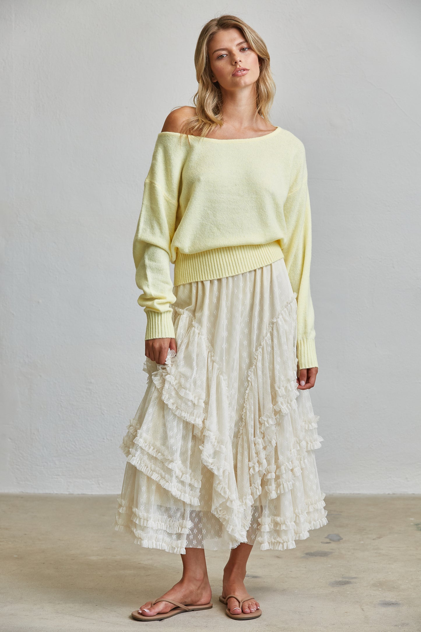 ROMANTIC TIERED RUFFLE LACE MAXI SKIRT