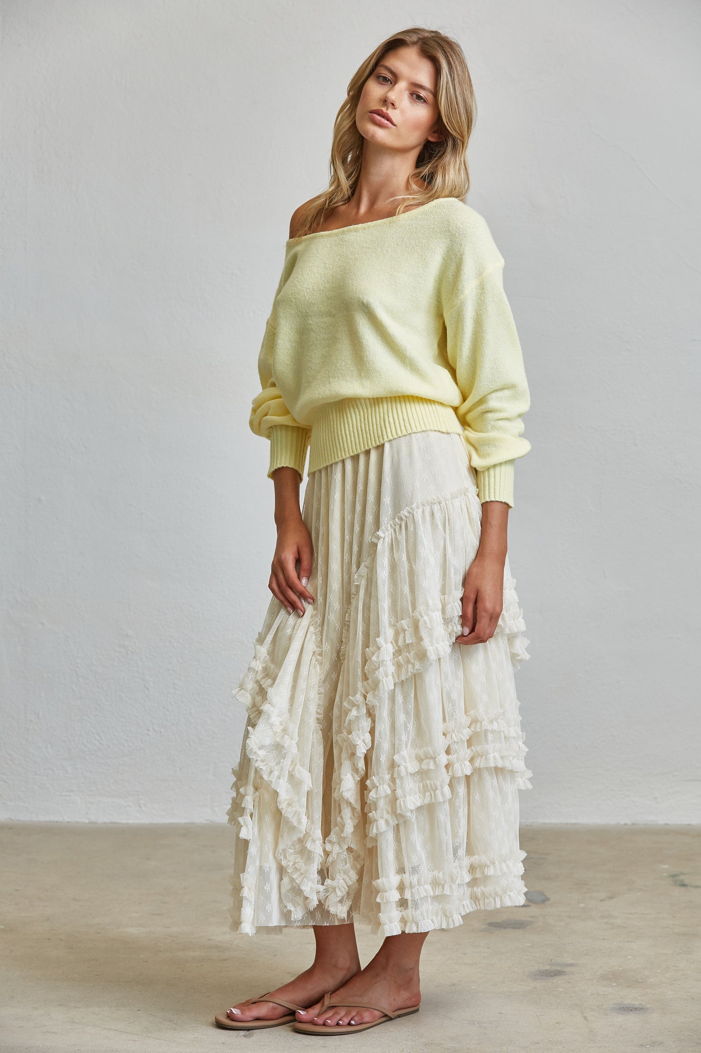ROMANTIC TIERED RUFFLE LACE MAXI SKIRT