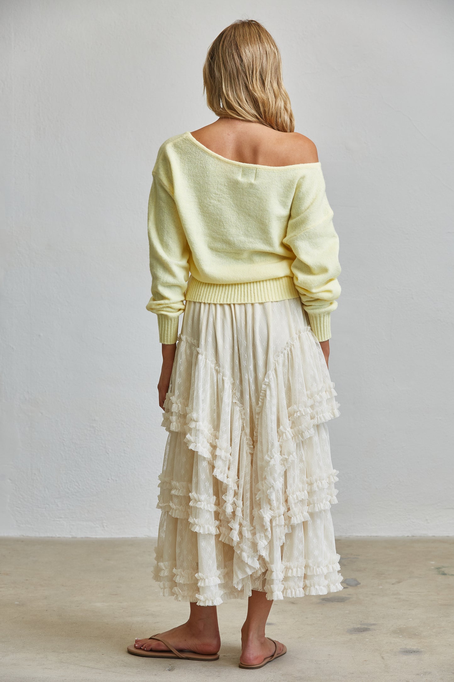 ROMANTIC TIERED RUFFLE LACE MAXI SKIRT