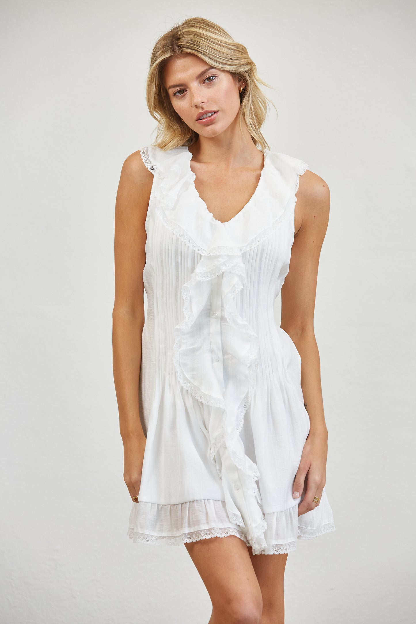 ROMANTIC BOHO SUMMER DAY MINI DRESS - OFF WHITE