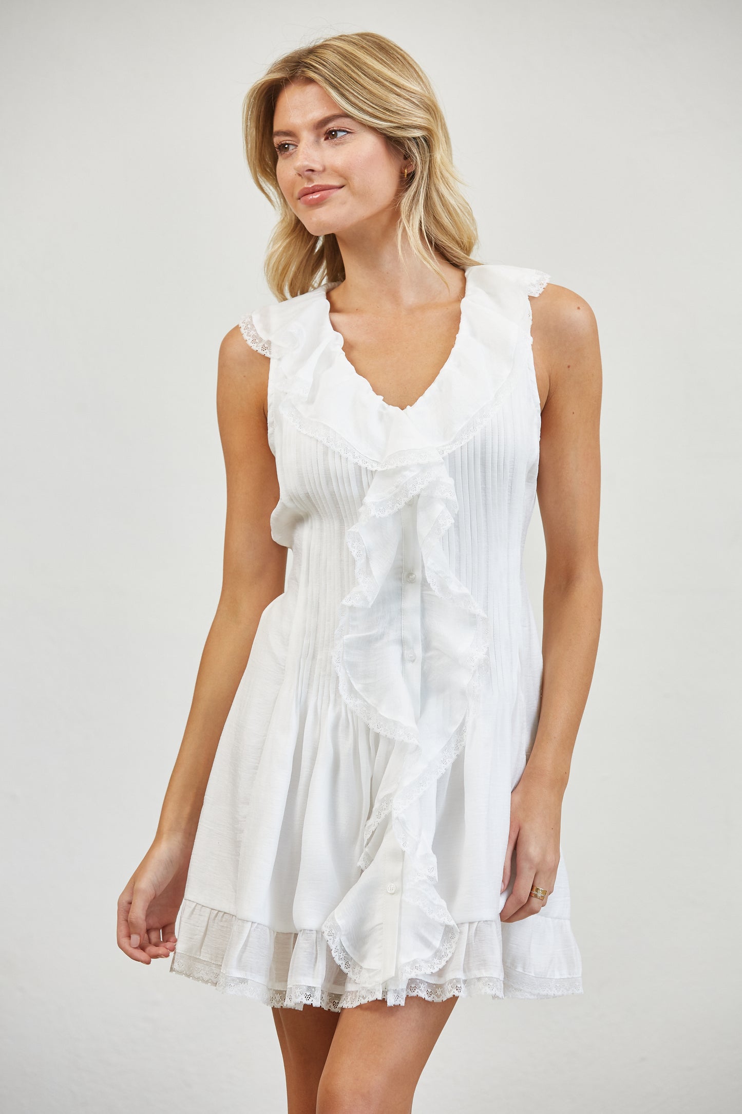 ROMANTIC BOHO SUMMER DAY MINI DRESS - OFF WHITE