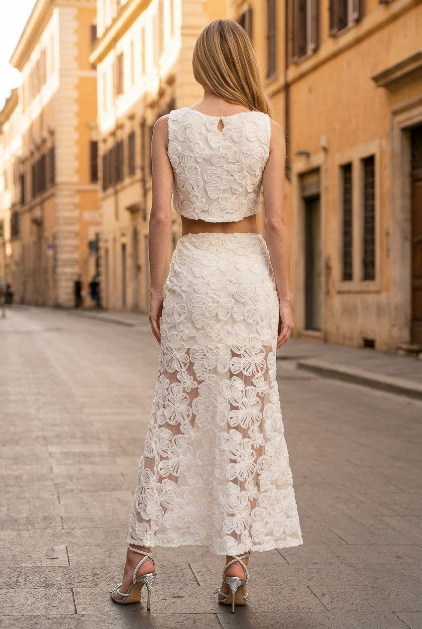 CAMELLIA LACE TOP AND MAXI SKIRT SET