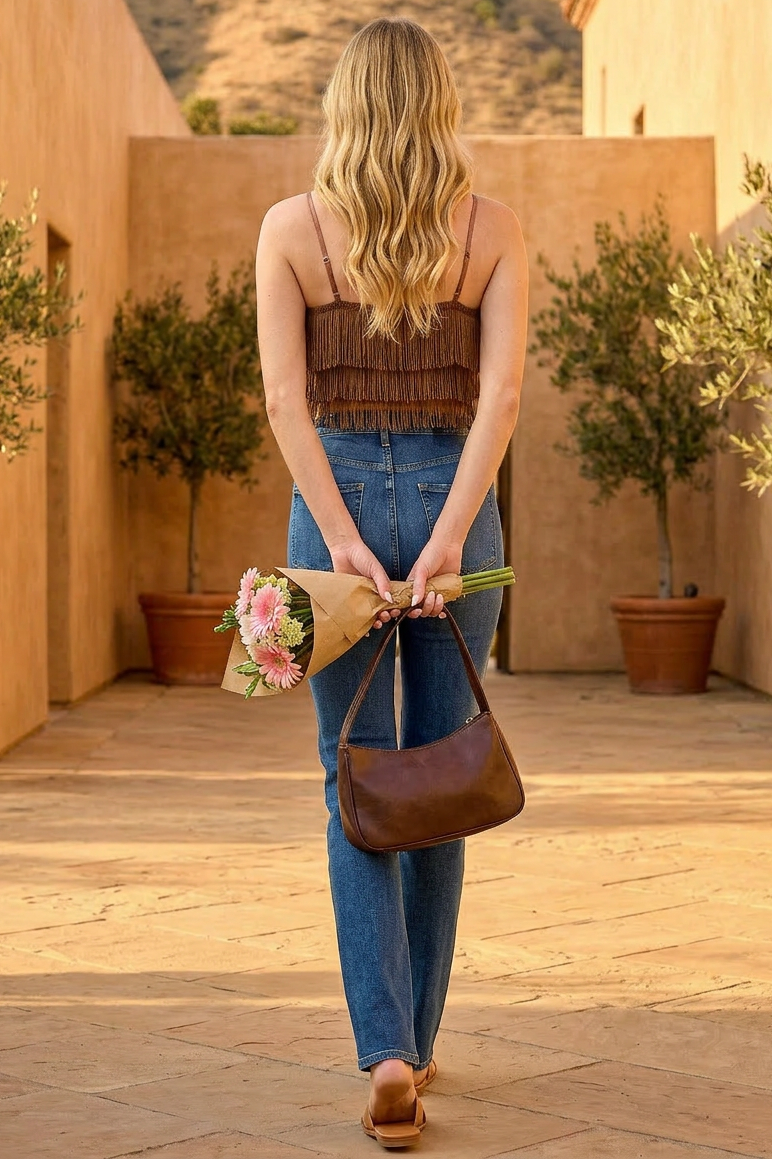 DESERT FRINGE CROP CAMI TOP
