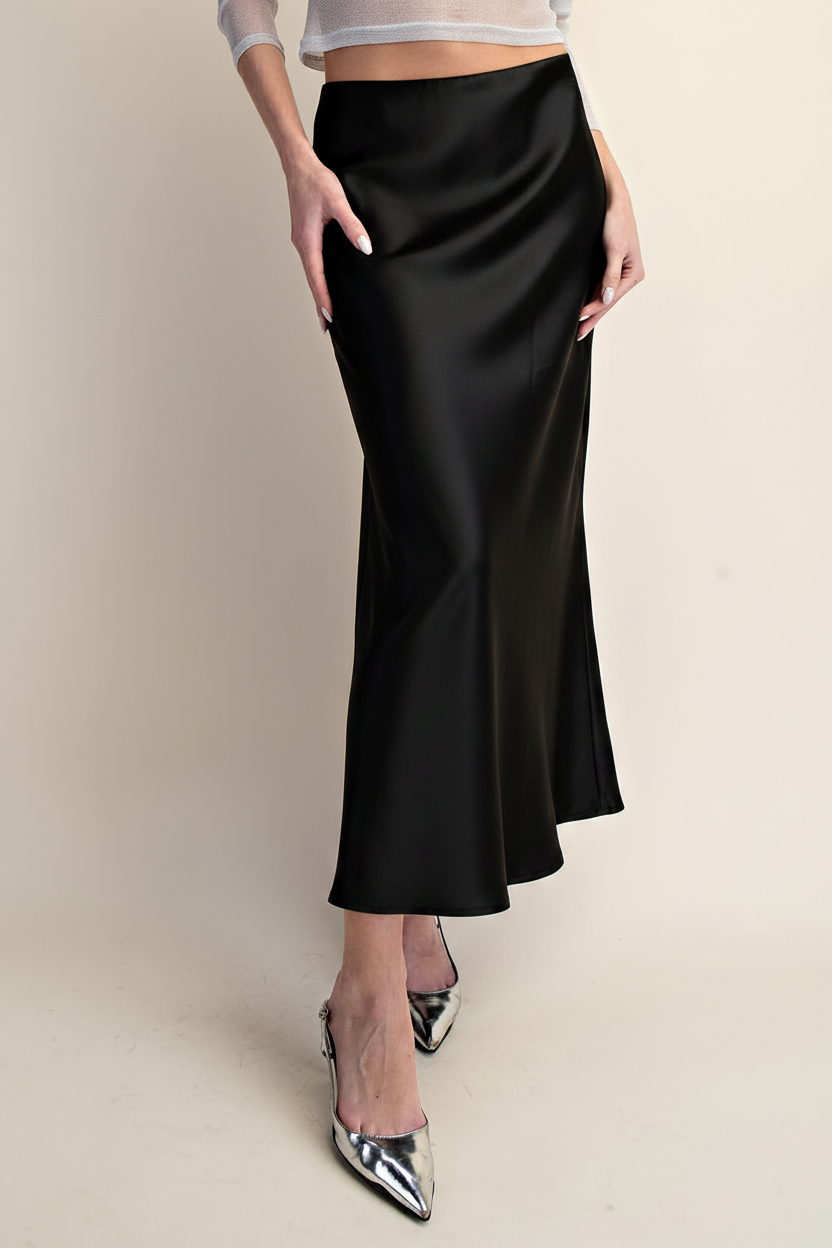 LUXE SATIN BIAS Cut MAXI SKIRT