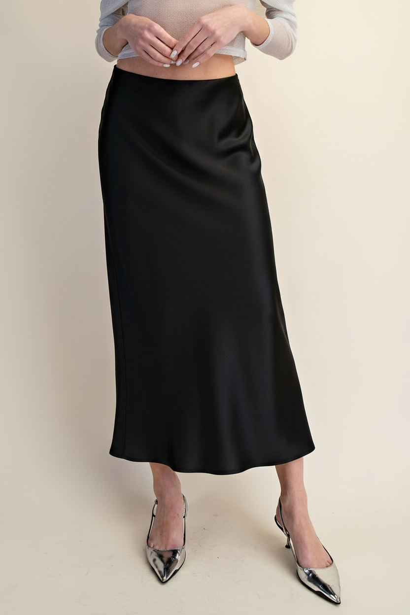 LUXE SATIN BIAS Cut MAXI SKIRT