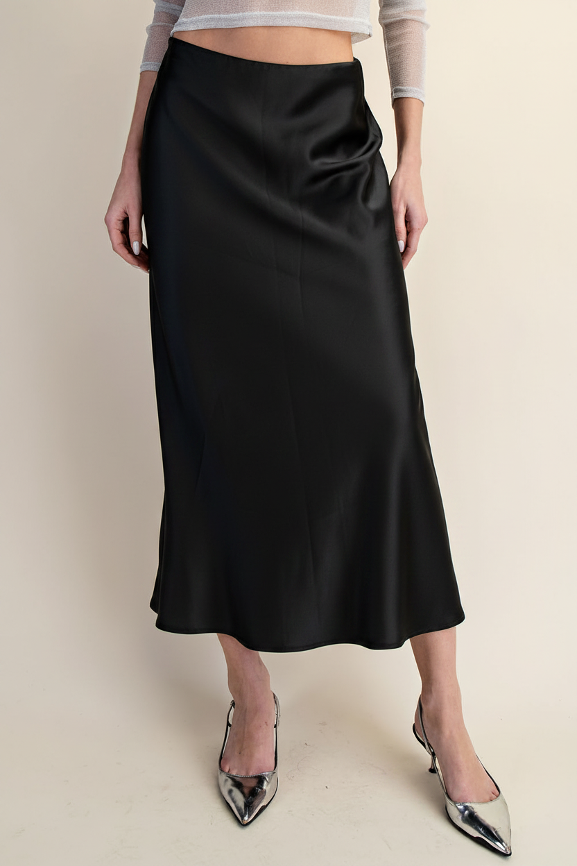 LUXE SATIN BIAS Cut MAXI SKIRT