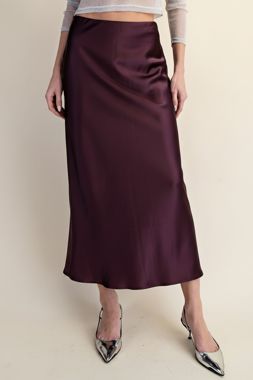 LUXE SATIN BIAS Cut MAXI SKIRT