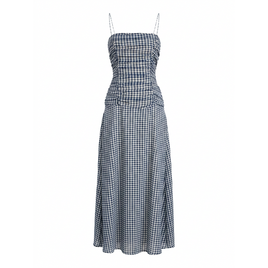 GINGHAM COREST MIDI DRESS