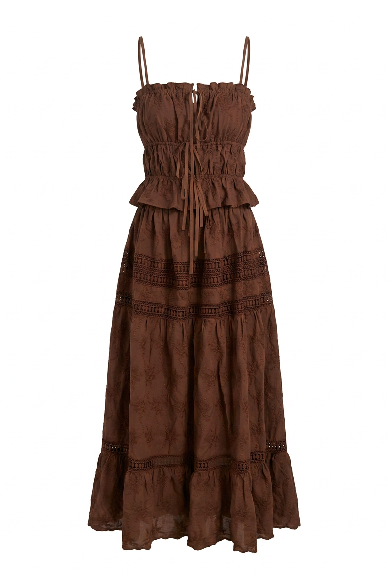 EMBROIDERED LACE CROP TOP & MAXI SKIRT SET